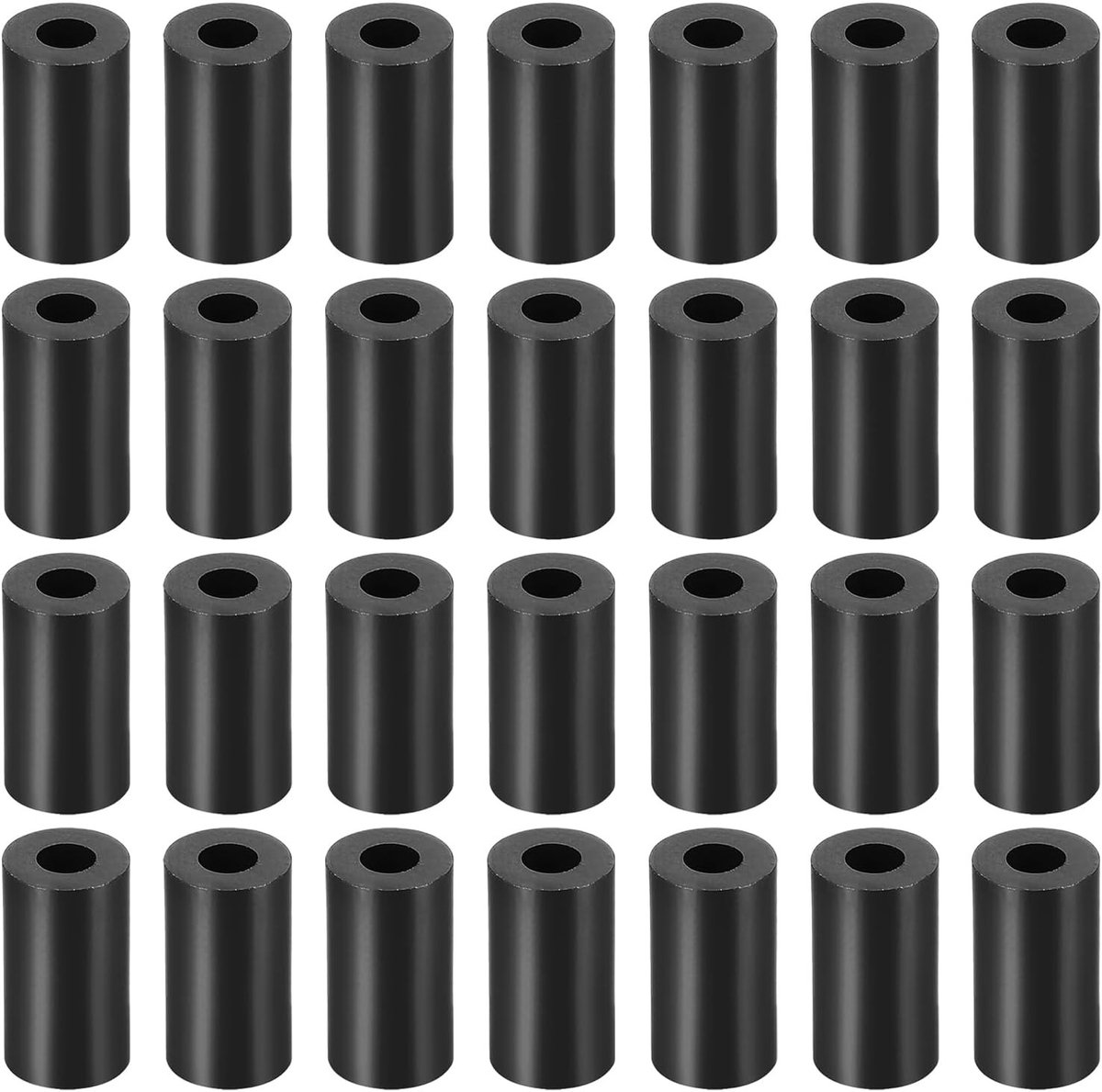 100 stuks zwarte ronde afstandhouders, niet-schroefdraadringen met hoge isolatie, ideaal voor M3-schroeven en consistent hoogtebehoud (ABS, 3.2mmx7mmx10mm)