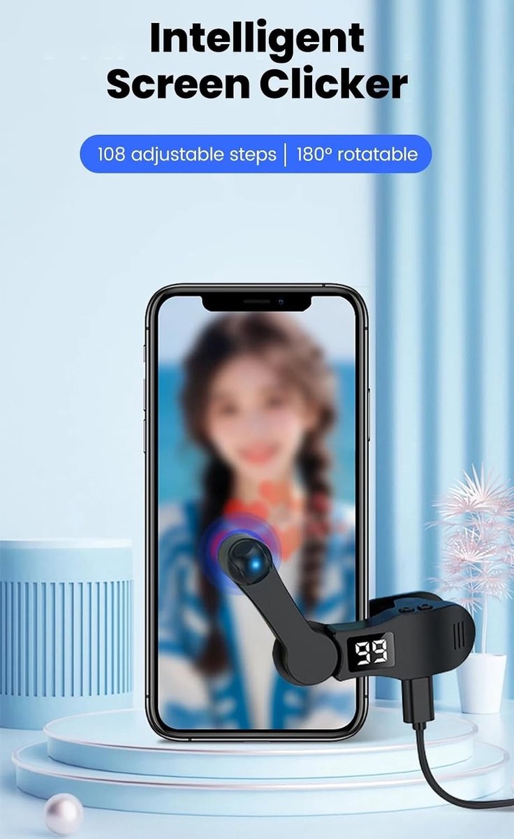 Automatische Scherm Clicker - ABS - Stil en Geluidsloos - Instelbare Kliksnelheid - Voor Mobiele Apparaten