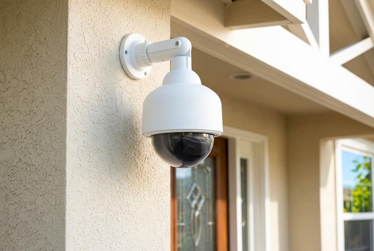 SnelShoppen - O&W Security Set van 2 Dummy CCTV Speed-Dome Camera's met Nep-Lens, Knipperende LED, Waterdicht met Zonnedak, 360° Houder en Accessoires