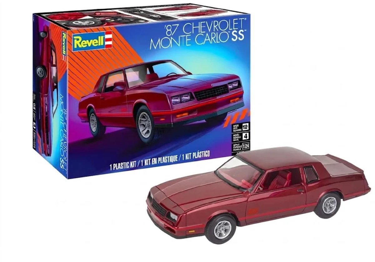 Revell Modelbouwpakket Auto - 14587 Chevrolet Monte Carlo SS 1987 - Amerikaanse Sportcoupé Plastic - 1:24 - Modelbouw