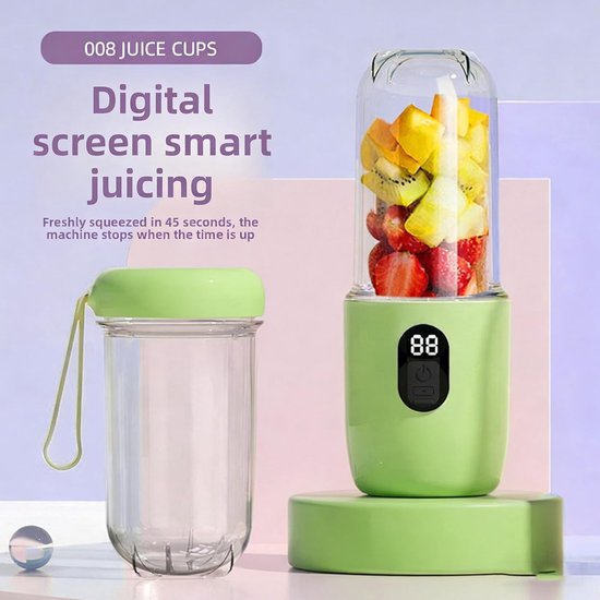 Draagbare Blender - Reis Blender - Smoothies Maken - Hoge Snelheid 20800 RPM - 500 ml - Lichtgroen — afbeelding 3