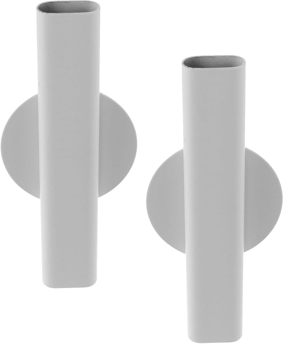 Wandvaas Set - Bloemenbuis Houder - Decoratieve Wandpresentatie - Zelfklevend Installatie - 16x7x1.5CM - Wit