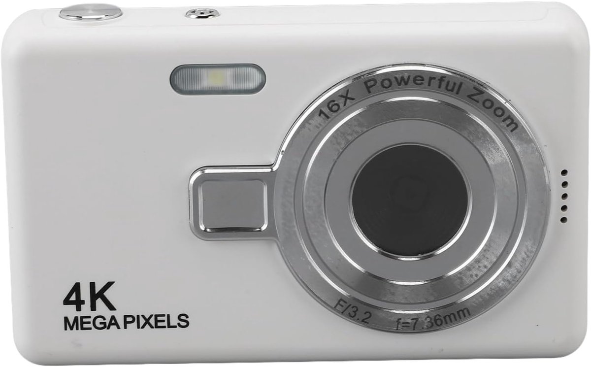 SnelShoppen - Digitale Camera voor Kinderen, 12MP Autofocus, 1080P Video, 2.4 Inch TFT Scherm, Wit - Ideaal voor Vlogs, Feesten en Avonturen