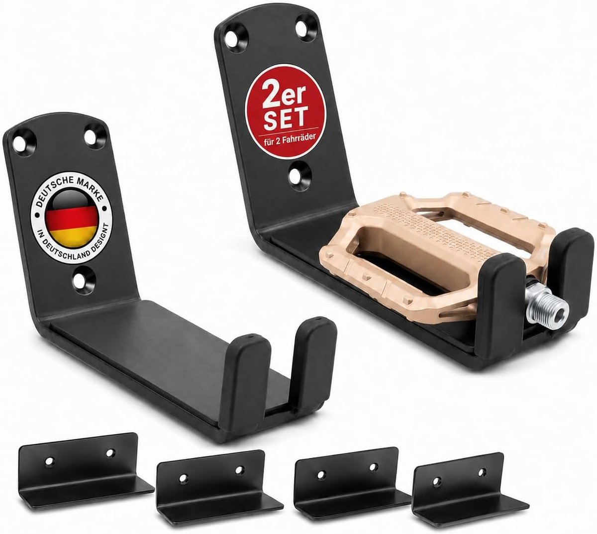 Fietsmuurbeugel (2x) - Stalen fietsdrager voor e-bike & MTB - Tot 30 kg - Ruimtebesparend en veilig - SnelShoppen