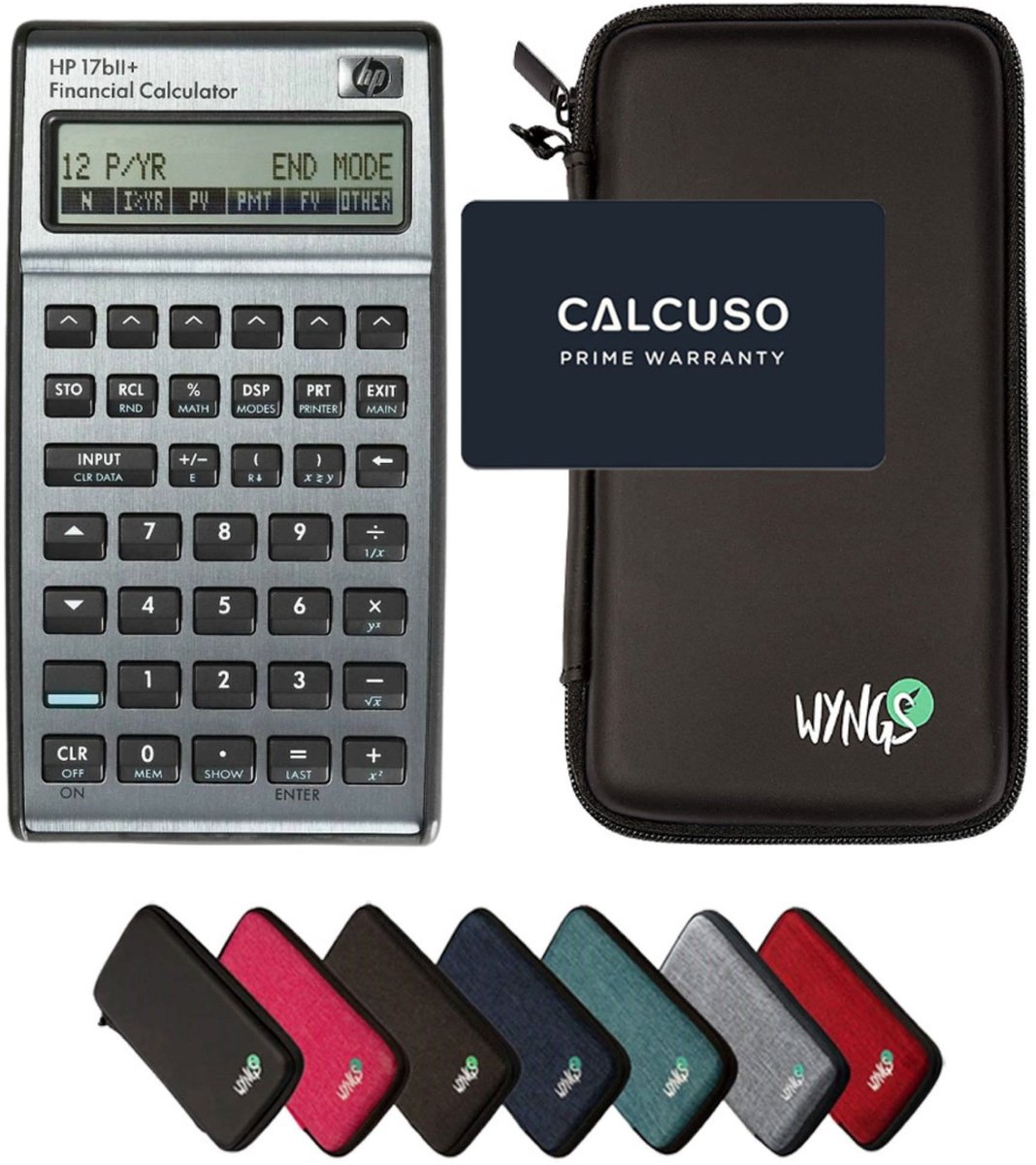 HP 17bll+ incl. WYNGS Beschermhoes Zwart - Financiële Rekenmachine - Basis Pakket