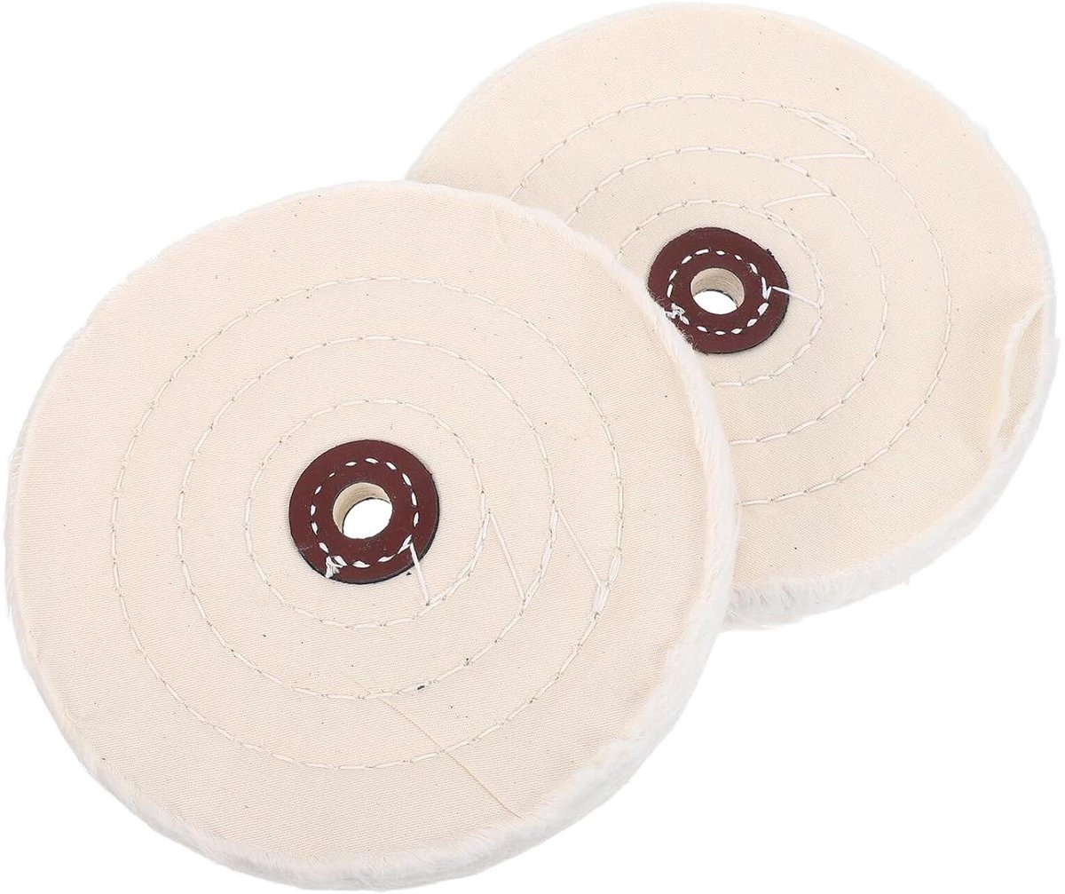Katoenen Polijstwielen - Polijsschijven Slijpmachine - Metaal Polijsten - Hoogglansafwerking - 144 mm Buitendiameter - Beige