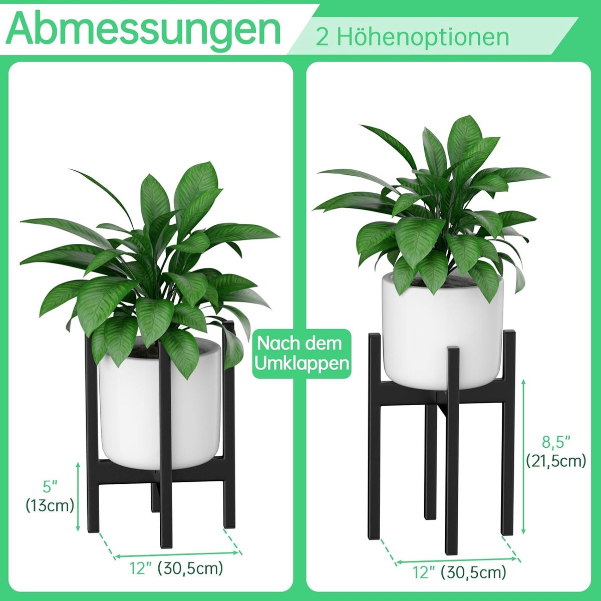 ZMTECH Plant Stand, Mid Century Metal Plant Holder (Pot Not Included) Corner Indoor Outdoor Large Black Flower Pot - ShopVlot