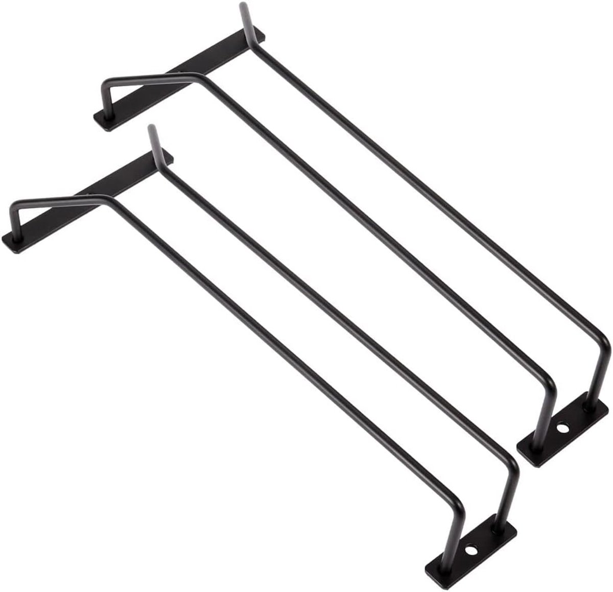 SnelShoppen - 2 Stuks Wijnglas Rack Onder Kast Zwart, Stalen Wijn Glazen Houder, Stemware Rack Onder Plank, Wijn Glazen Opslag Hanger, 30.5cm