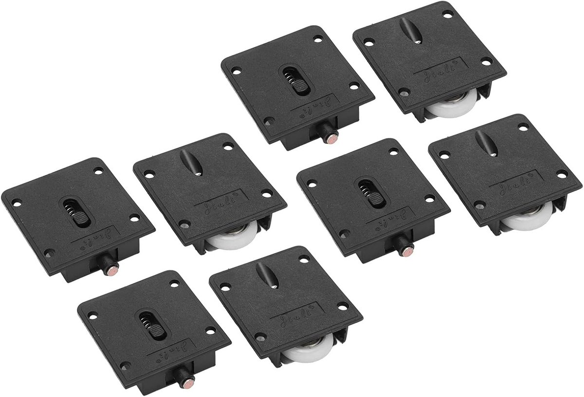 SnelShoppen - 4 Paar Meubel Rolwielen Nylon Enkele Wiel Kast Deur Roller Schuifdeur Systeem - Geluidsarm en soepel glijden - Hoogwaardige RVS en POM -