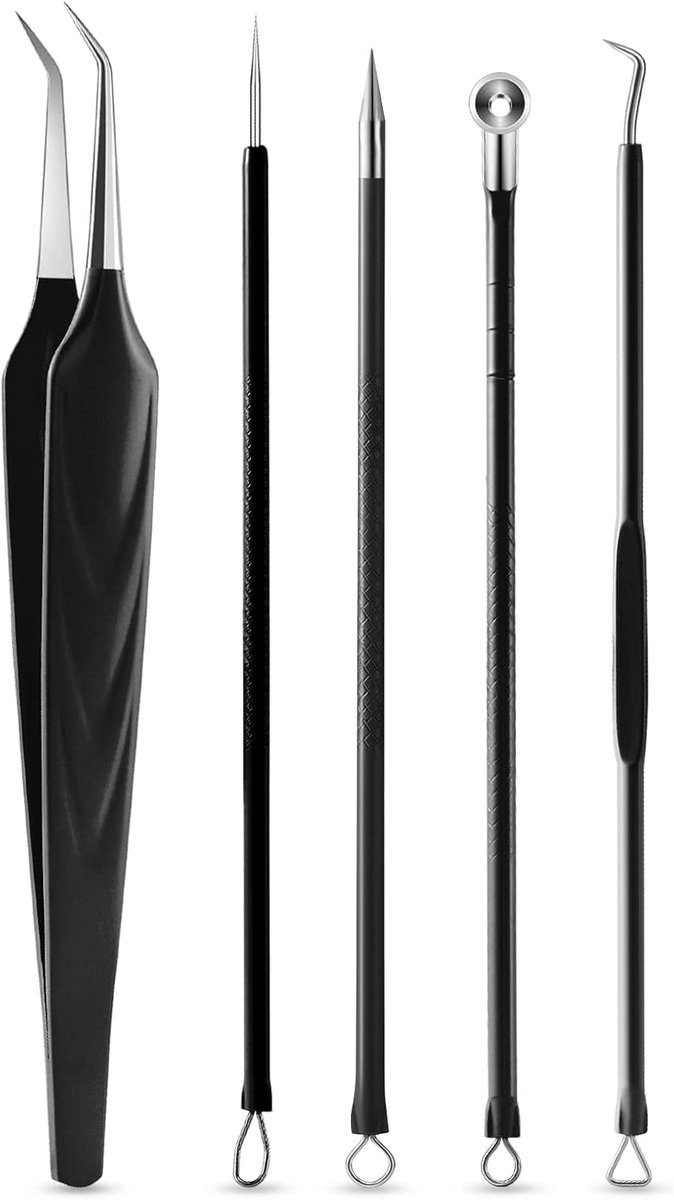 Acne en blackhead extractor kit - 5-delig - chirurgisch staal - veilig en effectief - ShopVlot