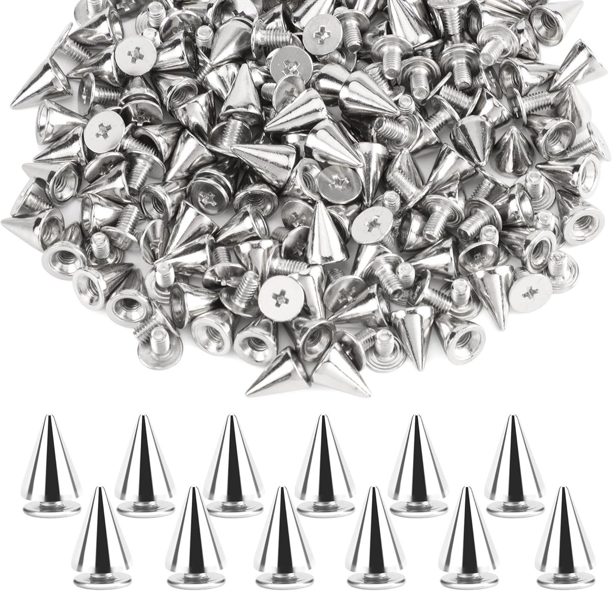 Decoratieve nieten set 200 stuks - 7 x 10 mm - zilver - voor leren ambachten - SnelShoppen