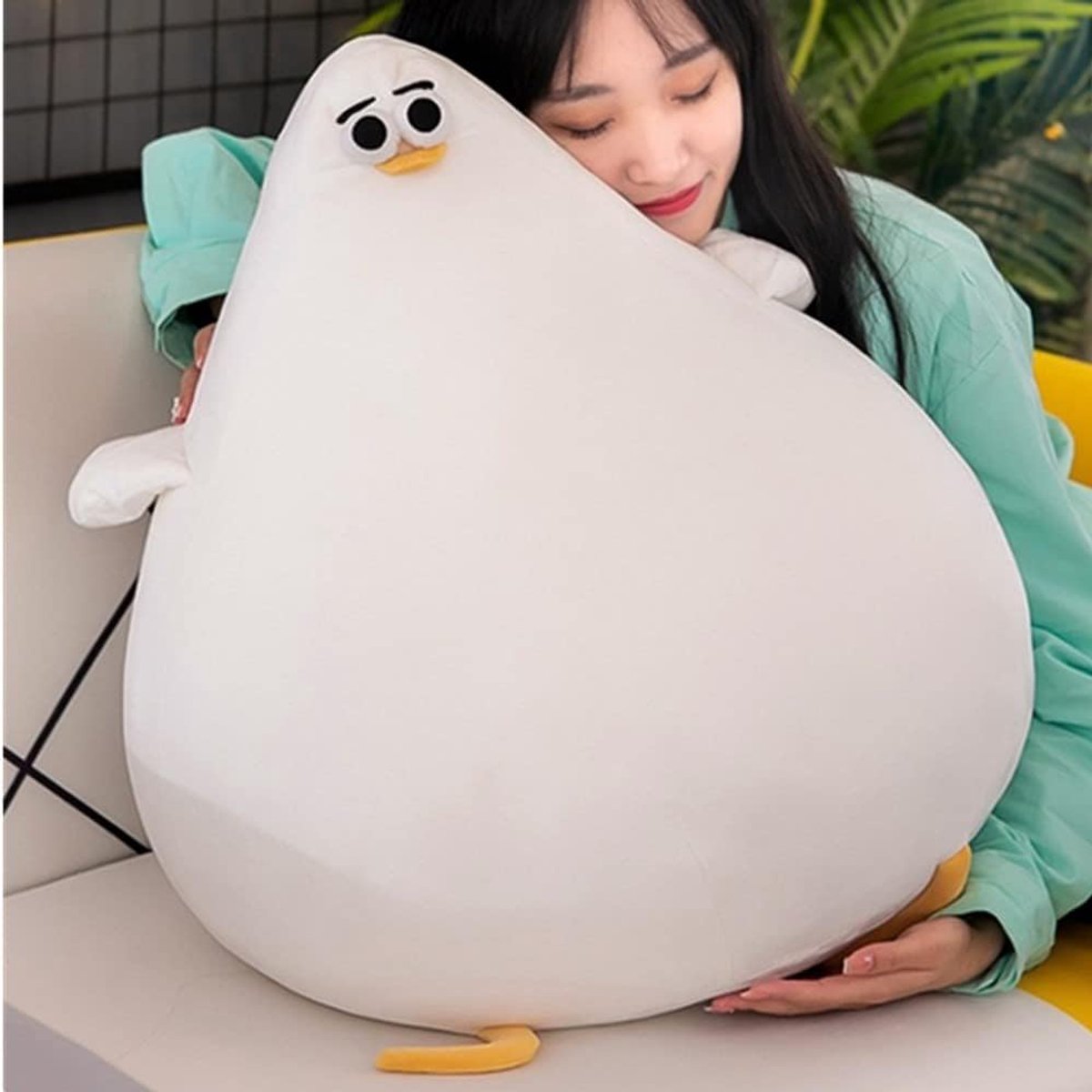 SnelShoppen - Schattig Pluche Zeemeeuw Kussen, Realistisch Dikke Kippen Knuffel, Zachte Gevuld Kussen Hoofdkussen Vloermat Kawaii Cadeaus (40cm)