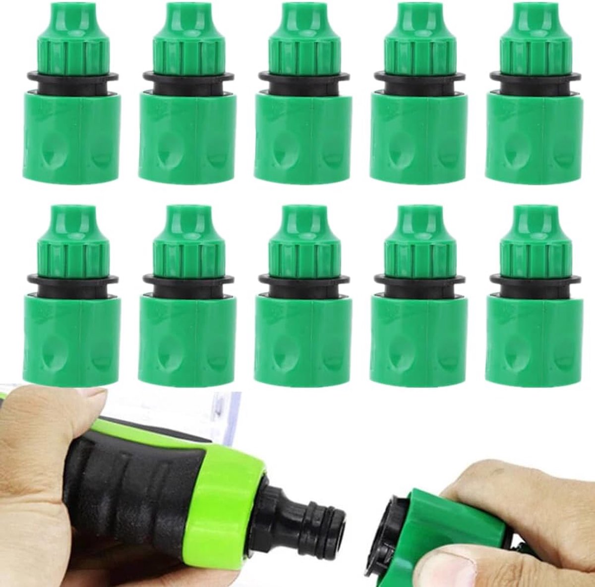 SnelShoppen - 10 Stuks Plastic Tuinslang Snelkoppelingen 3/8" voor Tuinslangen, Sprinklers en Spuitmonden, Eenvoudige Bevestiging, Stevige Verbinding