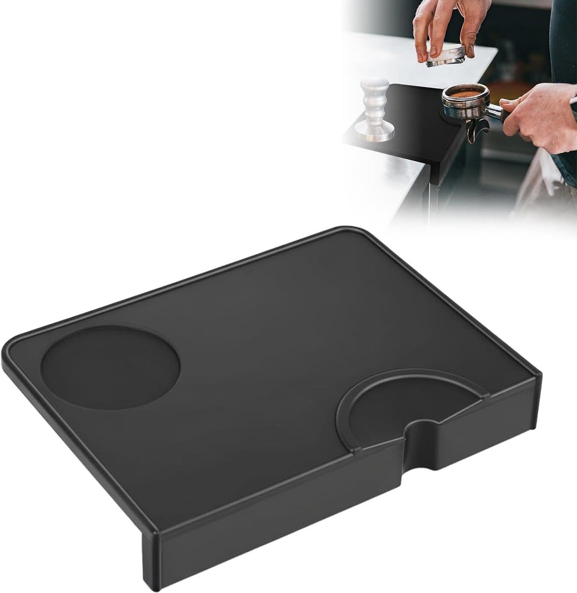 Koffie Tamper Mat - Espresso Mat - Koffie Bereiden - Hoek Ontwerp - N.v.t. - Zwart