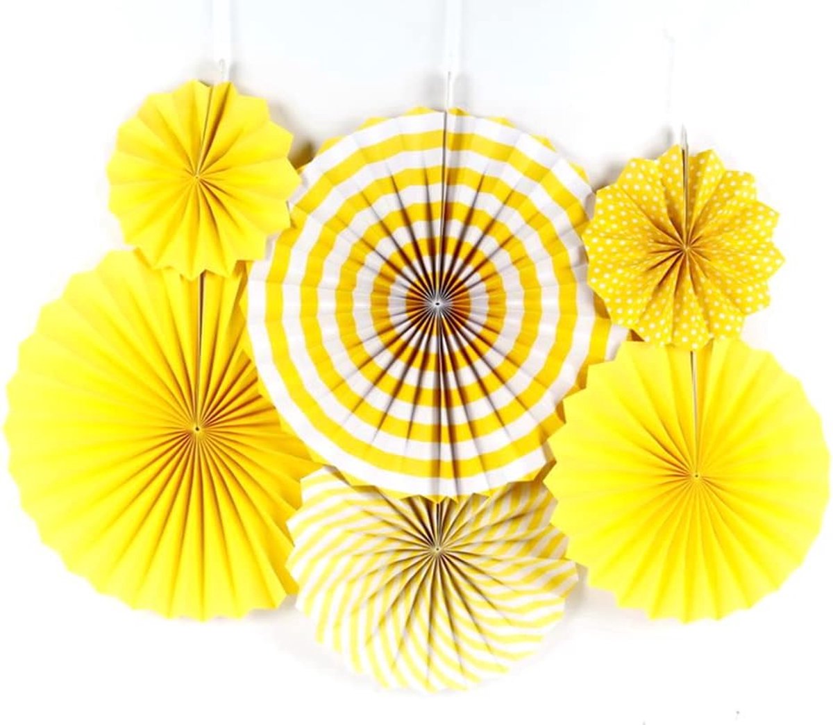 SnelShoppen - 6-delige Papieren Ventilatoren Decoratie Set, Hangende Decoratieve Pap fans voor Feest, Bruiloft, Babyshower, Verjaardag, Kerst, Festiva