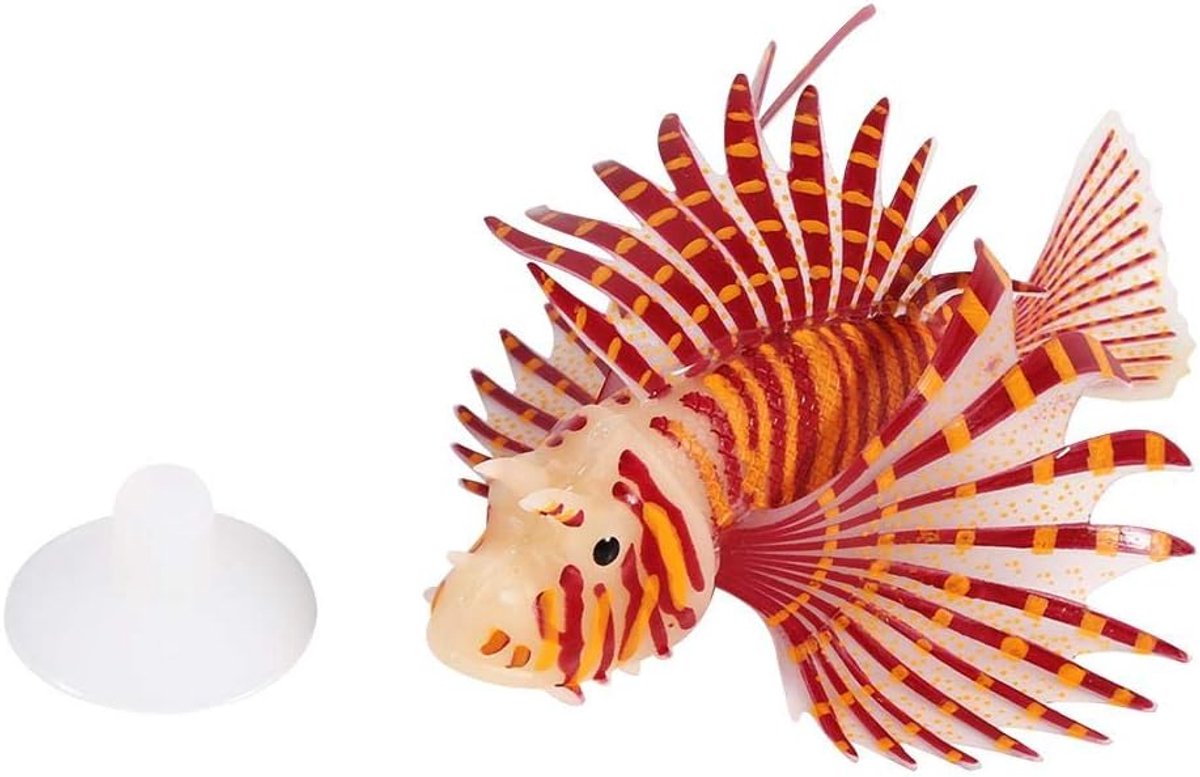 SnelShoppen - Kunstmatige Glanzende Leeuwvis Luminous Neppenvissen Aquarium Ornament Glow Simulatie Dier Decoratie [Rood] voor Onderwater Wereld