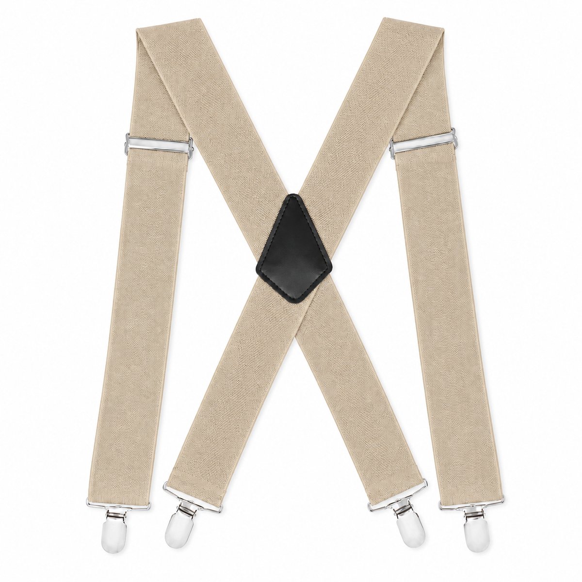 BZNDR® Bretels -Bretels Heren Volwassenen - Bretels Dames - Stijlvol & comfortabel - beige - 4 clips
