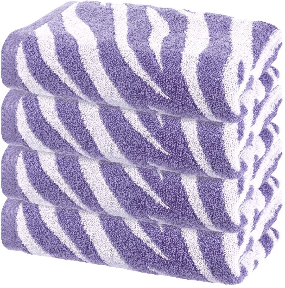 Omgoods - Set van 4 Katoenen Handdoeken 33x73 cm - Zacht en Absorberend Paars