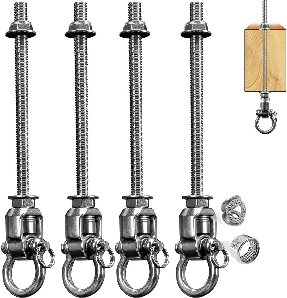 Omgoods - 4-delige Roestvrijstalen Schommelhaken - Tot 453 kg Draagvermogen