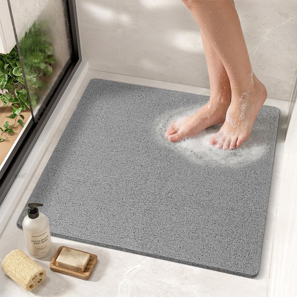 Omgoods - Non-slip Douchematt, 60 x 60 cm, Sneldrogend en Efficiënte Afvoer