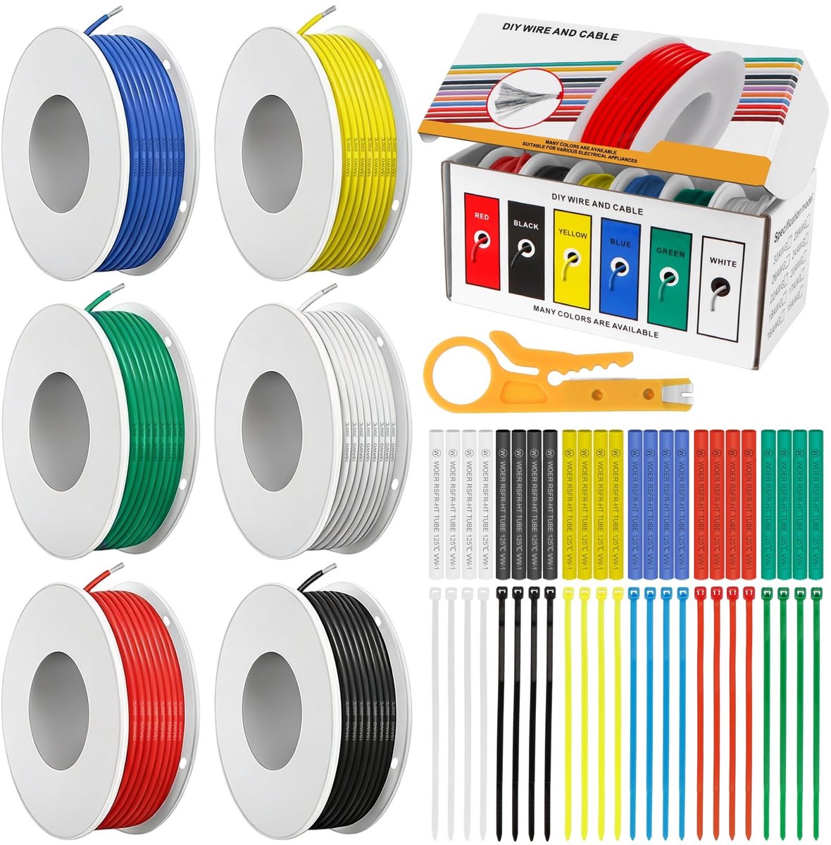 Omgoods - 18AWG Elektrische Draadset in 6 Kleuren, 8m per Kleur