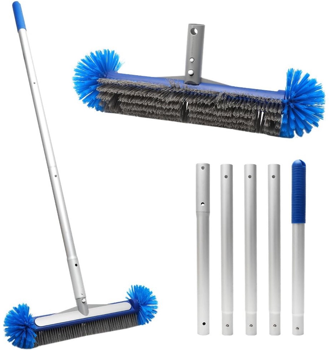 Omgoods - Ronde Zwembadborstel 43 cm met Verstelbare Steel