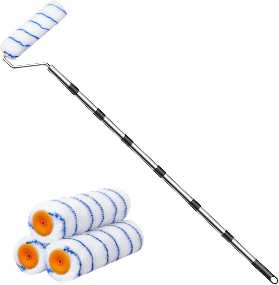 Omgoods - Set van 3 Verfrollers met Uitschuifbare Steel