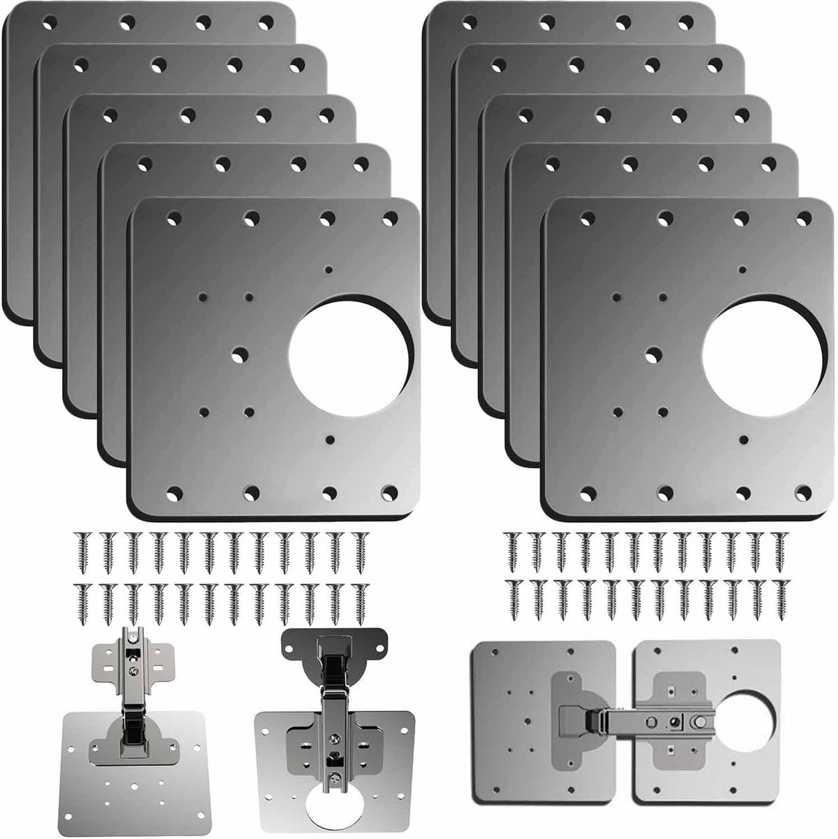 Hinge Clips voor Keuken, Set van 10 Stuks, RVS Hinge Clamps voor Kastdeuren en Reparatieplaten