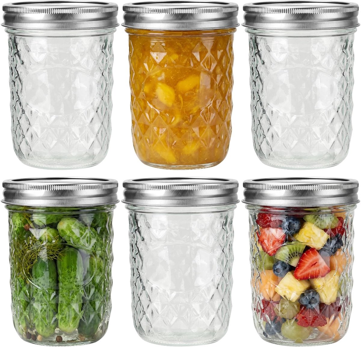 Omgoods - 16 oz Glazen Potten met Deksel, Set van 6 voor Kaviaar en Jam