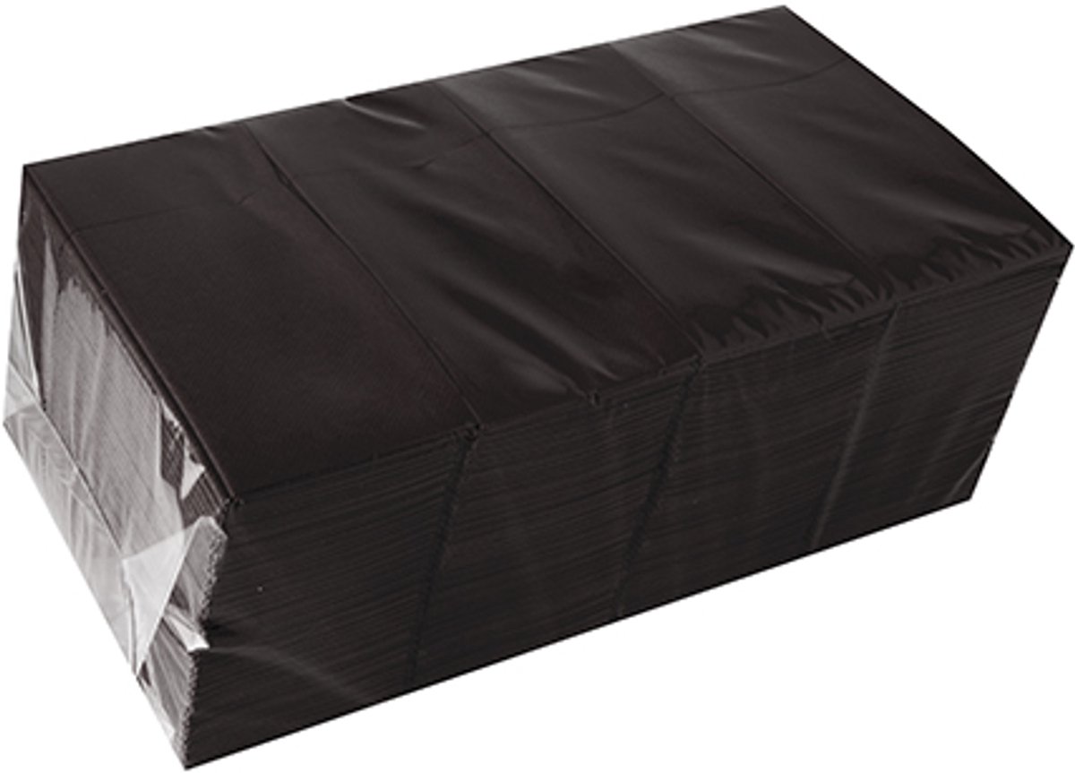 1x 480 Servetten met bestekzakjes airlaid 40 cm x 33 cm zwart met bestekvouw