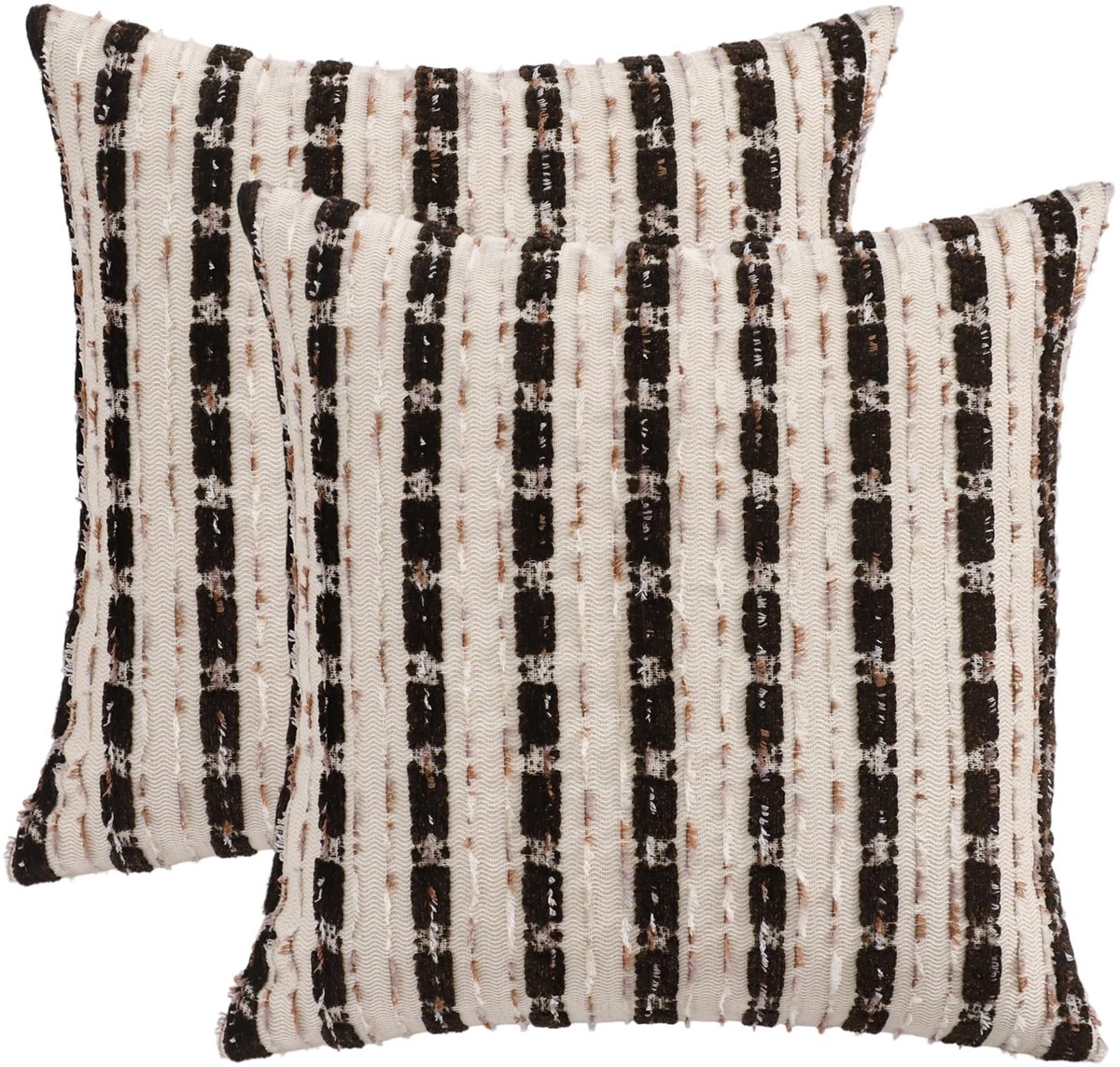 Omgoods - Set van 2 Gestreepte Kussenslopen 45x45 cm voor Woonkamer Decoratie
