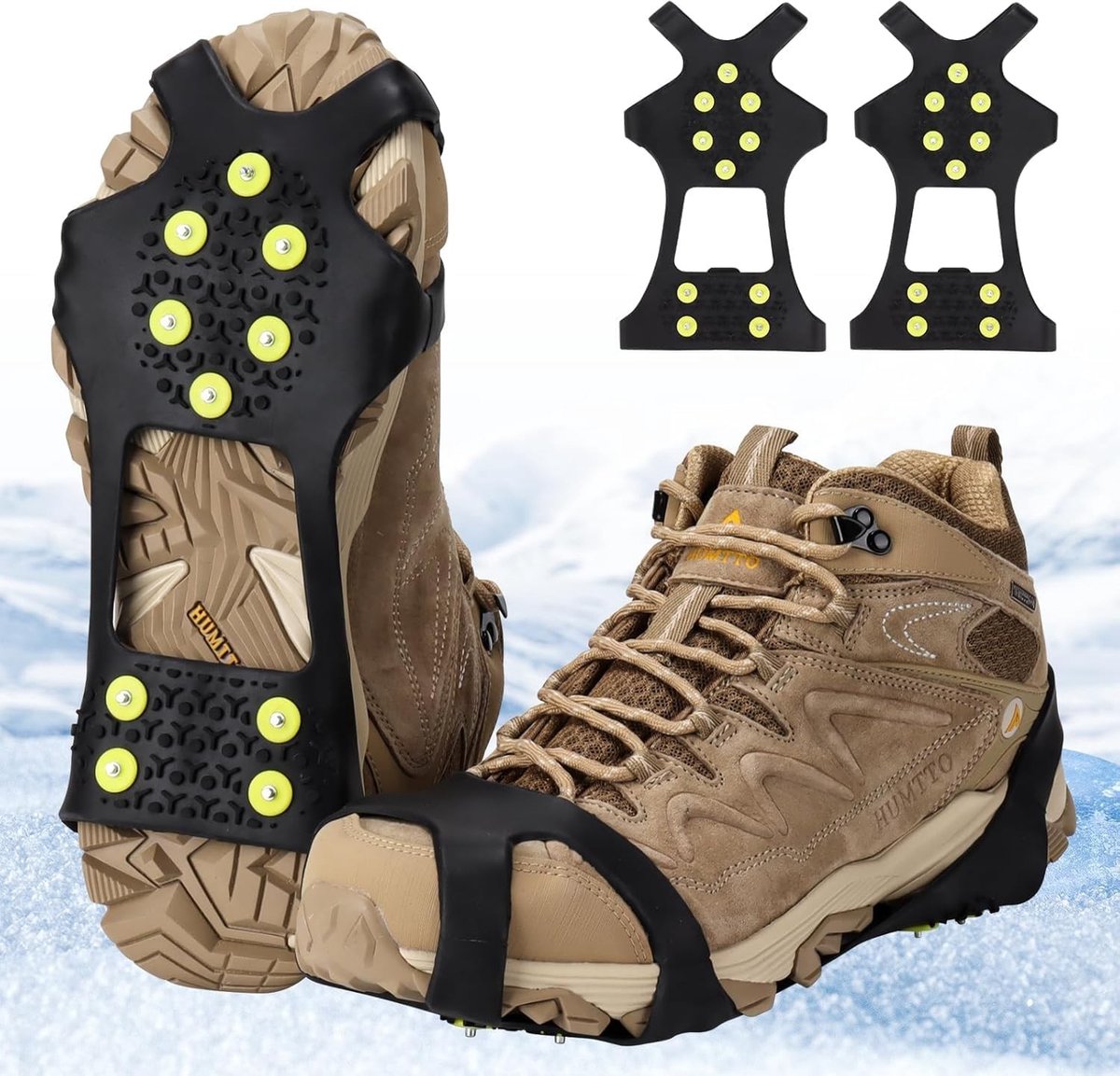 Winterse Schoenspikes voor Grip op Sneeuw en IJs, Antislip Schoenaccessoires voor Wandelen en Joggen, 10 Tanden voor Optimale Stabiliteit