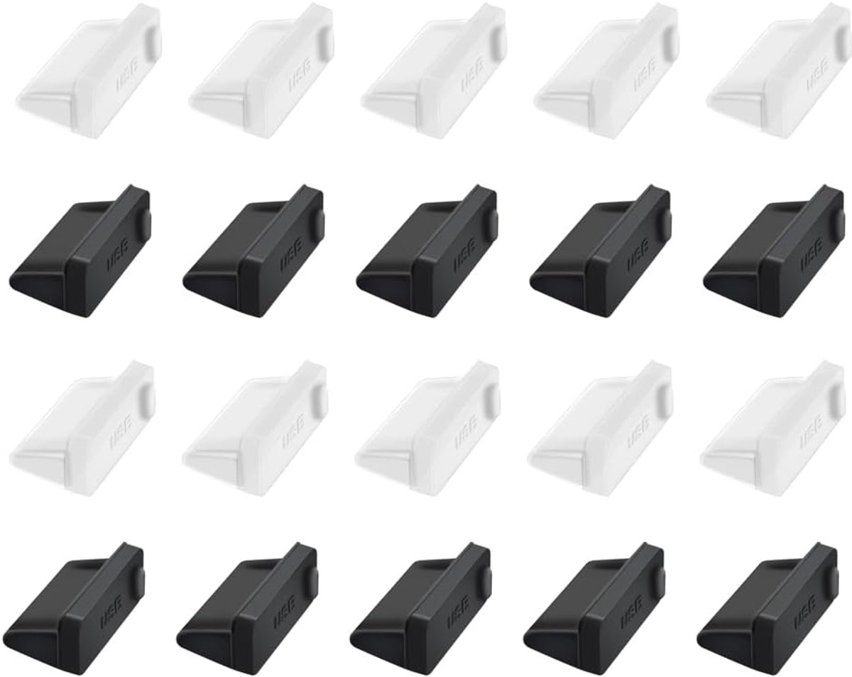 SnelShoppen - Pack van 20 Silicone USB A Stofdoppen, Stofbescherming, Stopper voor Desktop PC, Laptop, Lader, Speaker, 10 x Transparant, 10 x Kleuren