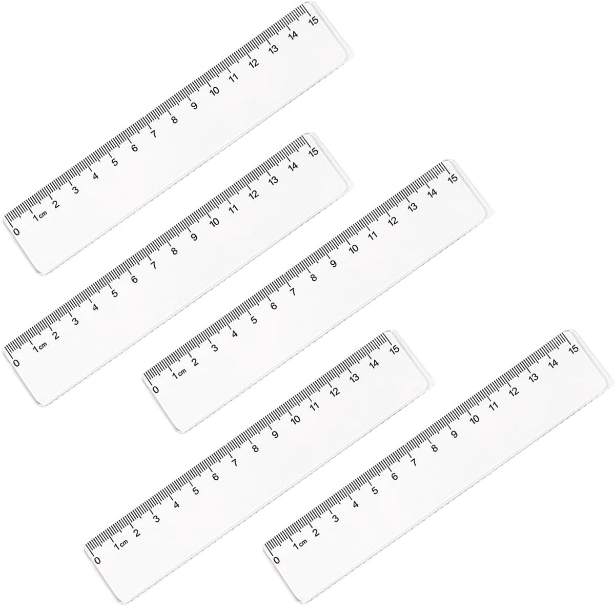 SnelShoppen - 5 Transparante Plastic Linialen 15cm - Nauwkeurige Metingen met Metrische en Inch Schaal voor School, Kantoor, Ontwerpers en Studenten