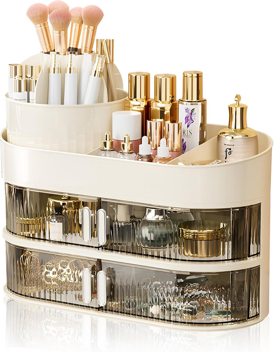 SnelShoppen - 2 in 1 Cosmetic Storage Makeup Organizer - 3 Laags Beauty Borstelhouder - Multifunctioneel voor Dressing Table en Badkamer - Hoogwaardig