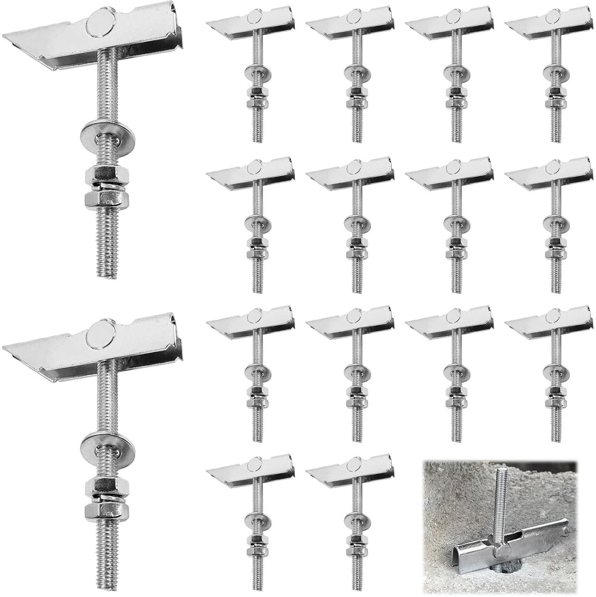 Droogwandpluggen 16 stuks M8 x 100 mm - zwaar belast - gegalvaniseerd staal - ideaal voor plafondmontage - ShopVlot