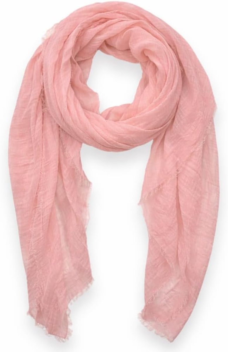 Lichte damessjaal van viscose, crinkeldoek met franjes, dunne stola voor lente, zomer en herfst (180 x 90 cm)