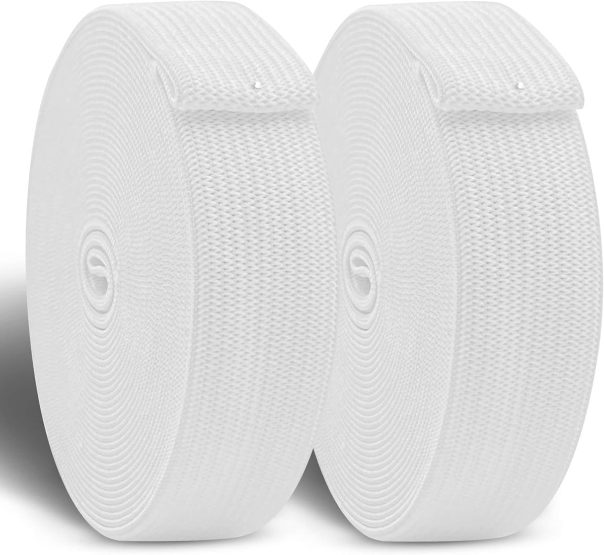 Elastiek Band | SET VAN 2 |✮✮LEVENSLANGE GARANTIE✮✮|30MM BREED |10M Lang| Rekbaar Polyester Materiaal, Brei Accessoires, Sterk kledingelastiek voor Kleren, Broeken, WIT