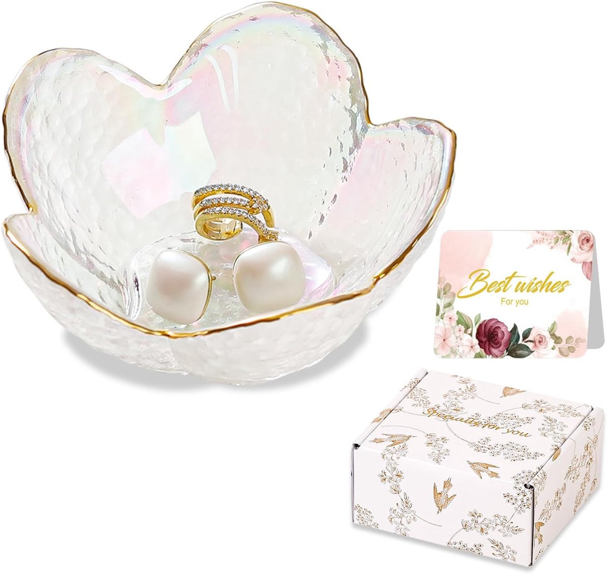Bloem Sieraden Schotel Glas Ring Schotel Sieraden Lade Leuke Vanity Organizer Kamer Decor Esthetisch Nachtkastje Badkamer Decor Trinket Schotel Ring Houder Sieraden Lade Valentijnsdag