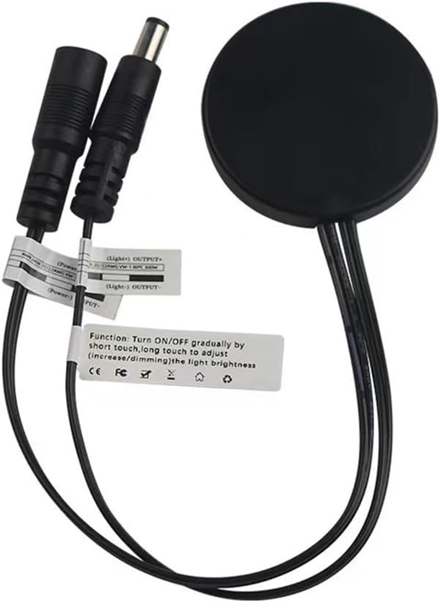 dimschakelaar, verborgen schakelaar, aanraakschakelaar voor ledstrips, doordringend, glas enz., geen gaten nodig, zwart
