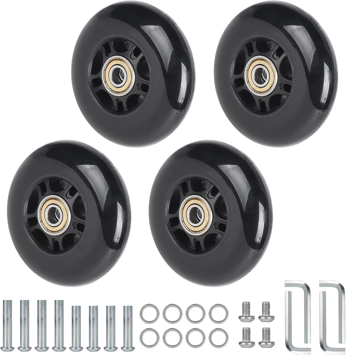 Set van 4 reservewielen voor koffer, 80 x 24 mm, vervangingswielen voor bagage, kofferwielen, rubberen koffer/koffers, vervangende wielen voor trolleys
