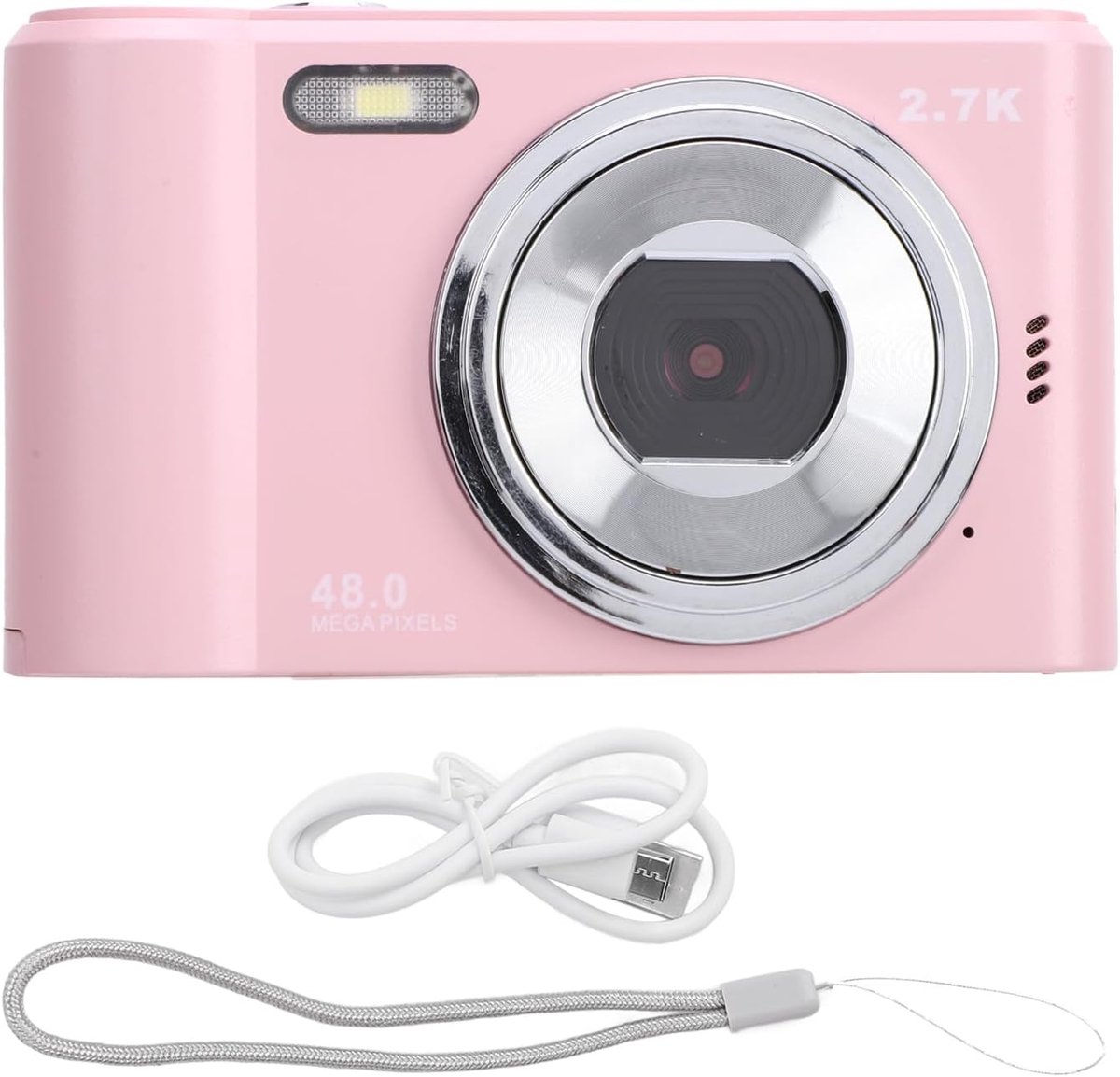 Digitale camera 2.7K 48MP - Compact roze - 8x zoom - Ideaal voor kinderen en studenten - ShopVlot