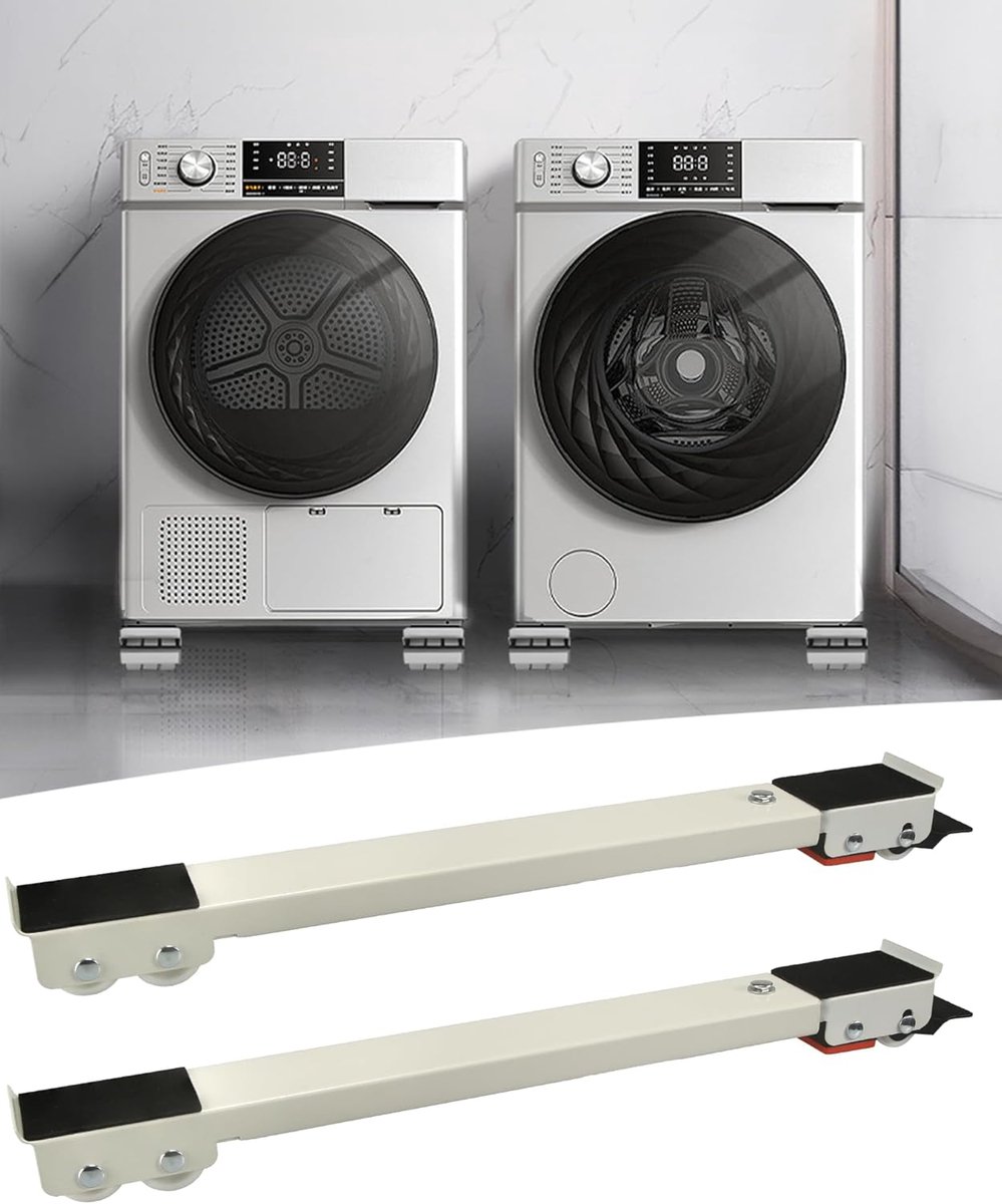 2 stuks wasmachine-onderstel, verstelbare meubelroller, uitbreidbare en verstelbare stalen roller voor wasmachine, droger, koelkast, meubels