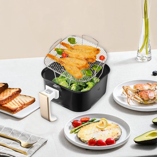 rek voor heteluchtfriteuse, grillrooster voor airfryer van 304 roestvrij staal, accessoire voor heteluchtfriteuse compatibel met Cosori 5,5L 6,4L XXL, Ninja Speedi AF180EU, Philips XXL Air — afbeelding 4