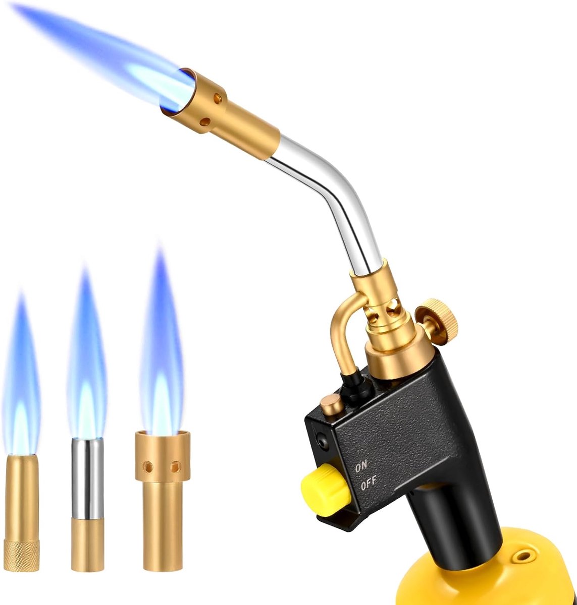 GJ-8000 Trigger Start MAPP gasbrander met zelfontsteking en lasbrander met messing knop met 3 sproeiers voor MAPP CGA600 schroefdraadaansluiting
