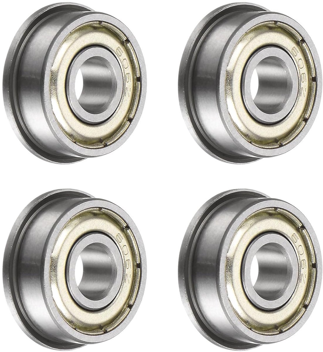 F606ZZ flenskogellager, 4 stuks 6x17x6mm chroomstaal Dubbel afgeschermd ABEC1 flenslager