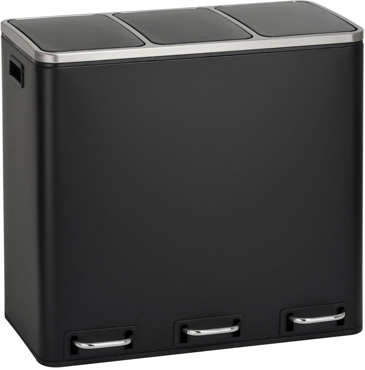 TM3X18 pedaalemmer 54 liter afvalemmer design zilver afvalscheiding prullenmand keuken-ordening scheidingssysteem (zwart)