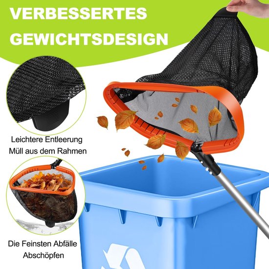 Retina Zwembadschepnet (zonder staaf), reiniging voor bladeren, stabiele bladeren, aluminium teller, skimmer voor zwembad, bladeren en vuil voor reiniging, spa, vijvers — afbeelding 2