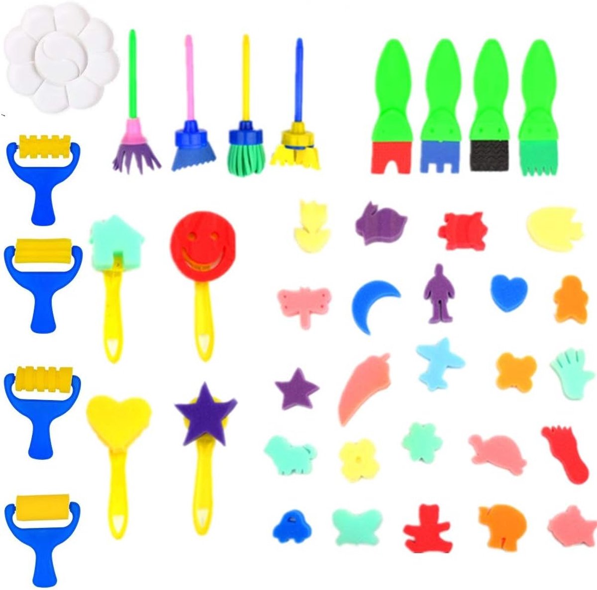 Penselen voor kinderen,40 Stks Kinderen Schilderen set schilderij borstels tekening gereedschap kits voor Peuter Geschenken Aquarel,Olie,Acryl,Gezichtsschilderen