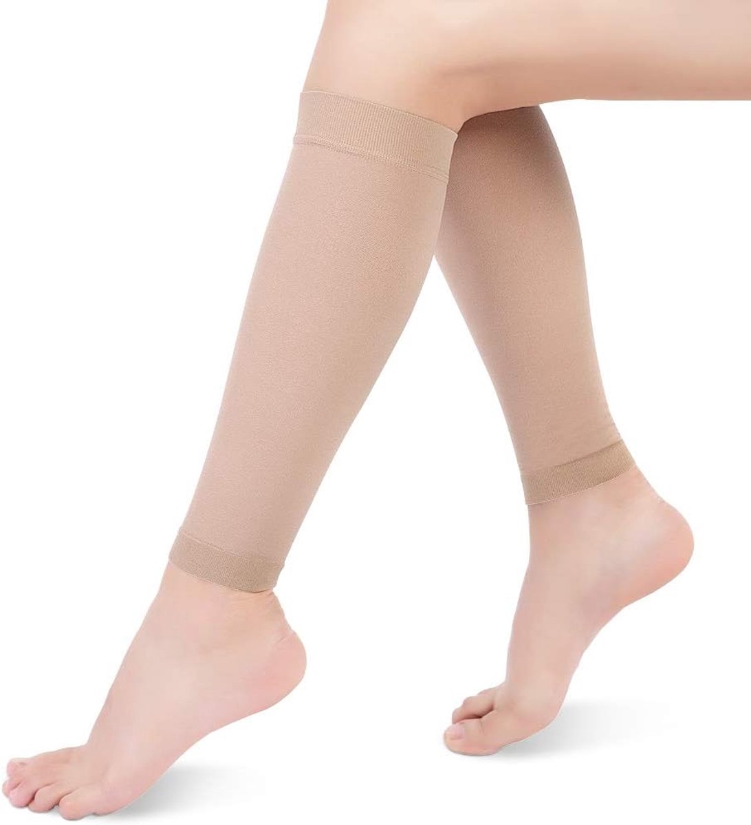 voetloze compressiekousen voor mannen en vrouwen, 20-30 mmHg Kuitcompressiemouw voor shin splint, spatader, oedeem